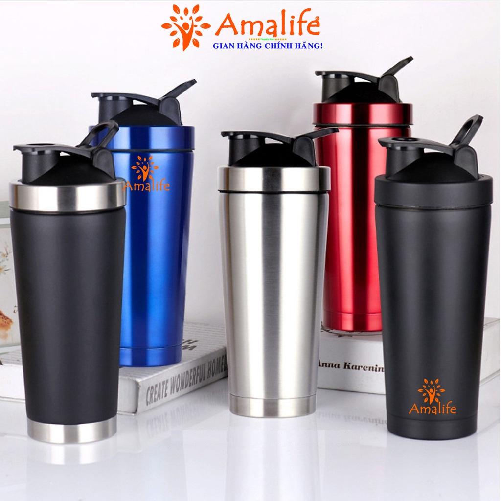 Bình Lắc Đựng Nước Shaker Inox 800ml – Tập Gym Thể Thao Chính Hãng Amalife – Kèm Bóng Lò Xo Lắc