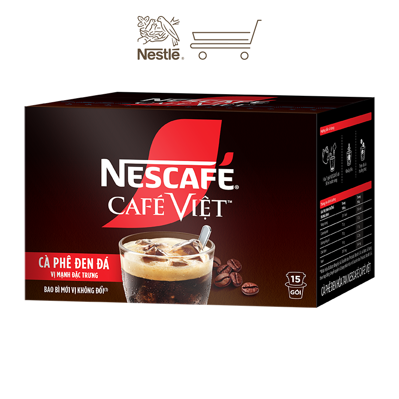 [Tặng Bộ hộp đựng và 2 ly NESCAFE] Combo 2 Hộp Cà phê đen hòa tan NESCAFE CAFÉ VIỆT (Hộp 15 gói x 16g)