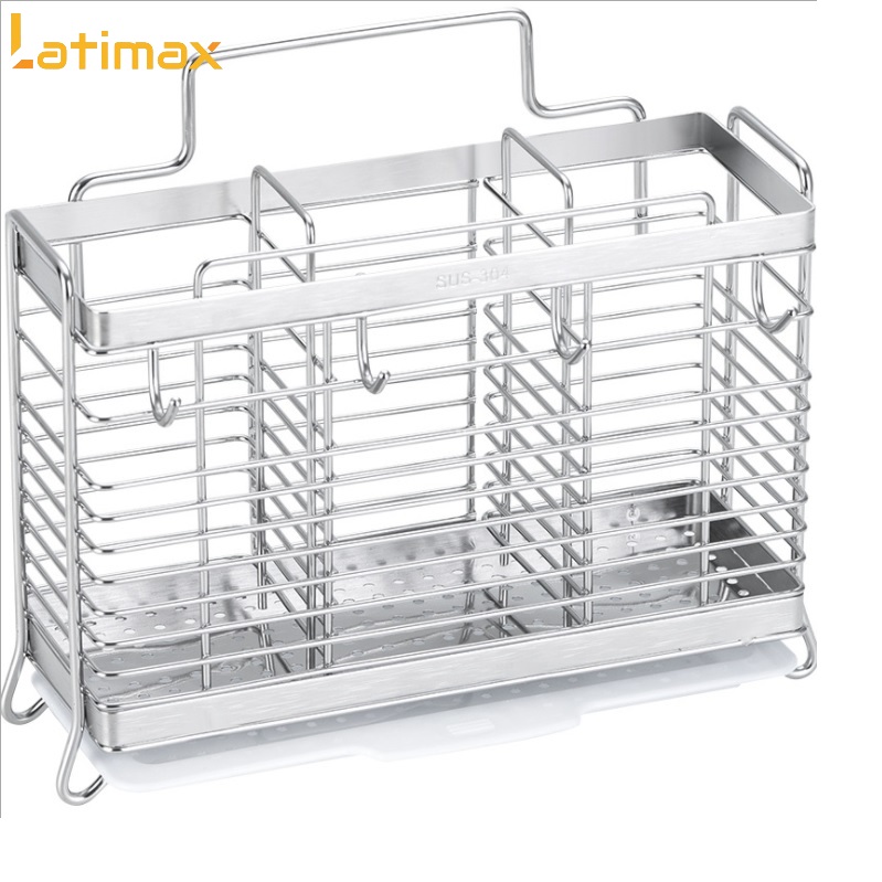 Ống Đựng Đũa Thìa Dĩa 3 Ngăn K9 Inox 304 Cao Cấp - Có Thể Dán Tường