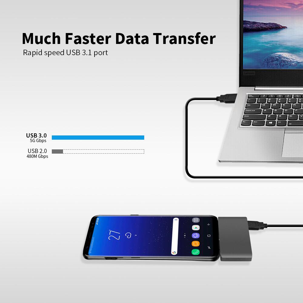 Bộ chuyển đổi đa cổng Type-C sang HD / USB 3.1 Bộ chuyển đổi Hub 3 trong 1 Truyền dữ liệu nhanh 4K UHD cho máy chiếu Điện thoại trình điều khiển USB