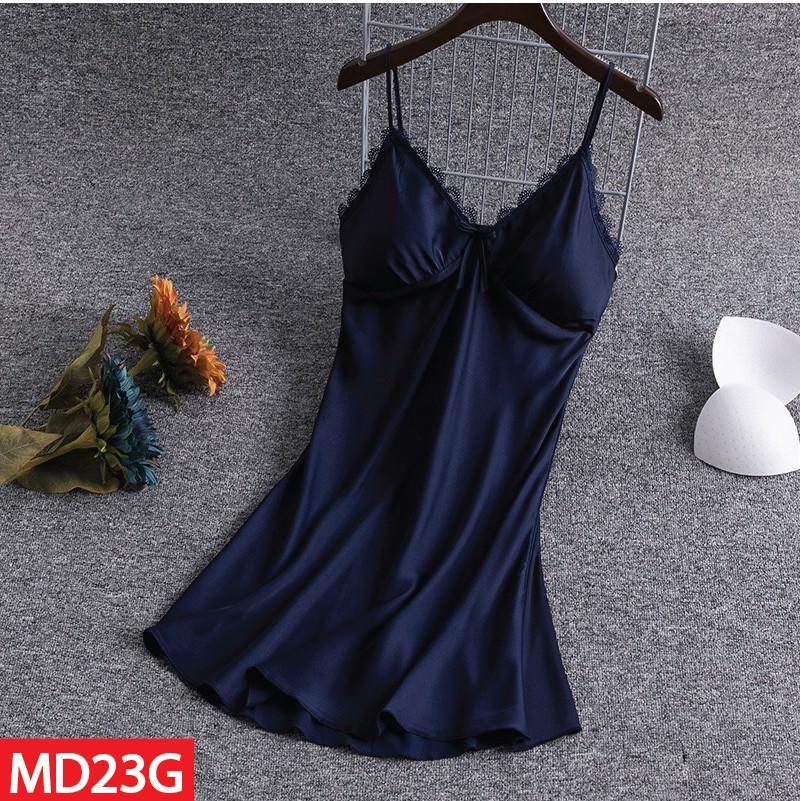 Đầm Ngủ HISEXY Lụa Satin Phối Ren Kèm Mút Ngực MD23