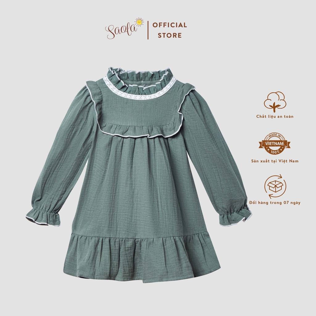 Đầm Bé Gái/Váy Bé Gái Phong Cách Vintage Chất Liệu Muslin Cao Cấp - JENNIE DRESS - DRM002 - SAOLA KIDS CLOTHING