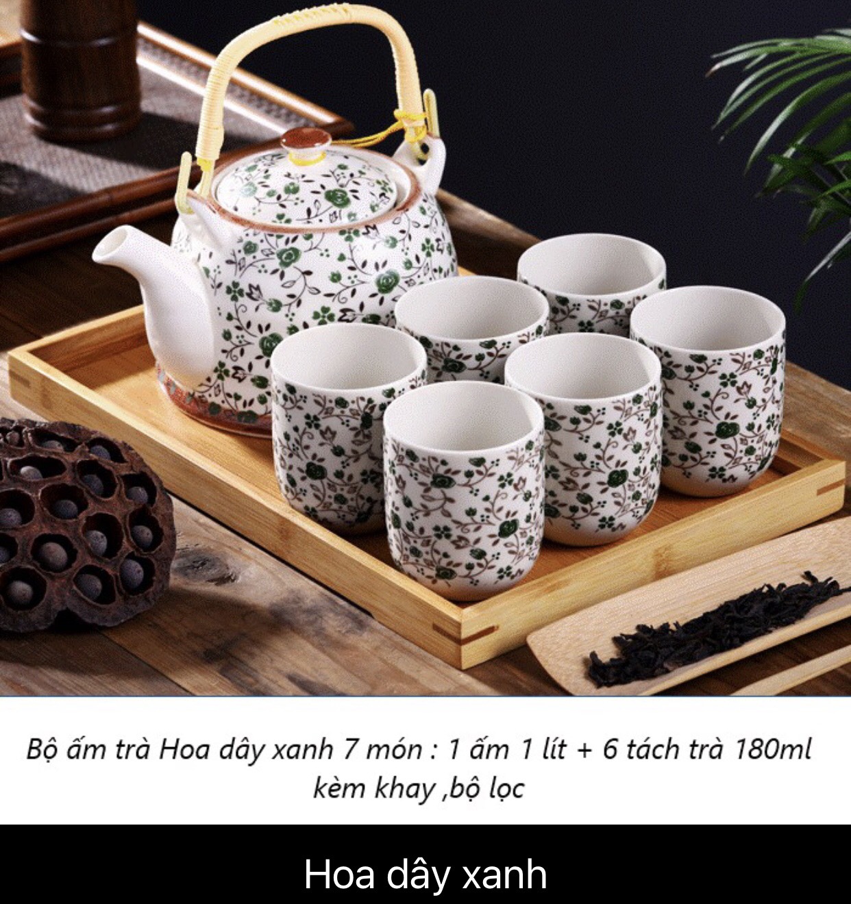 Bộ trà  phong cách Nhật Bản vẽ tay Dung tích 850ml