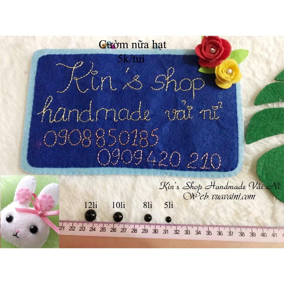 Cườm Nửa Hạt Màu Đen Dùng Làm Mắt Thú Bông Handmade, Thú Bằng Vải Nỉ, Thú Len, Đính Cườm Trang Trí, Phụ Kiện May Mặc