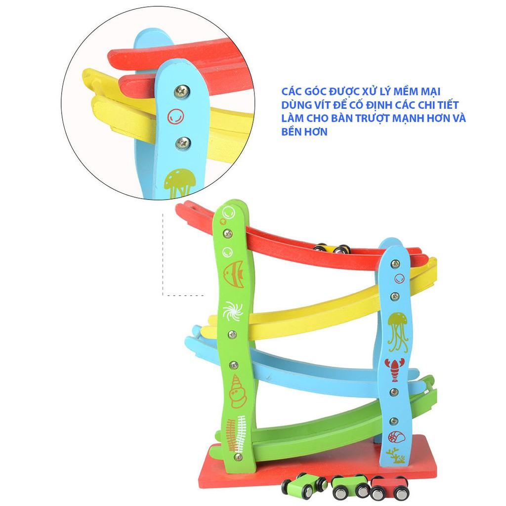 Đồ Chơi Gỗ Xe Cầu Trượt Ô Tô 4 Tầng 