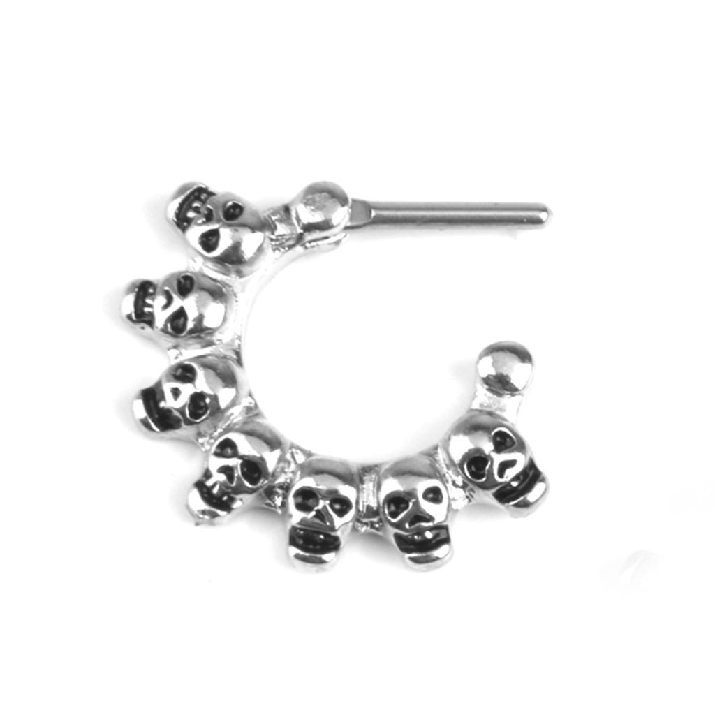 16 Gauge Silver Skull Nose Septum Clicker Nipple Rings Body Piercing Jewelry