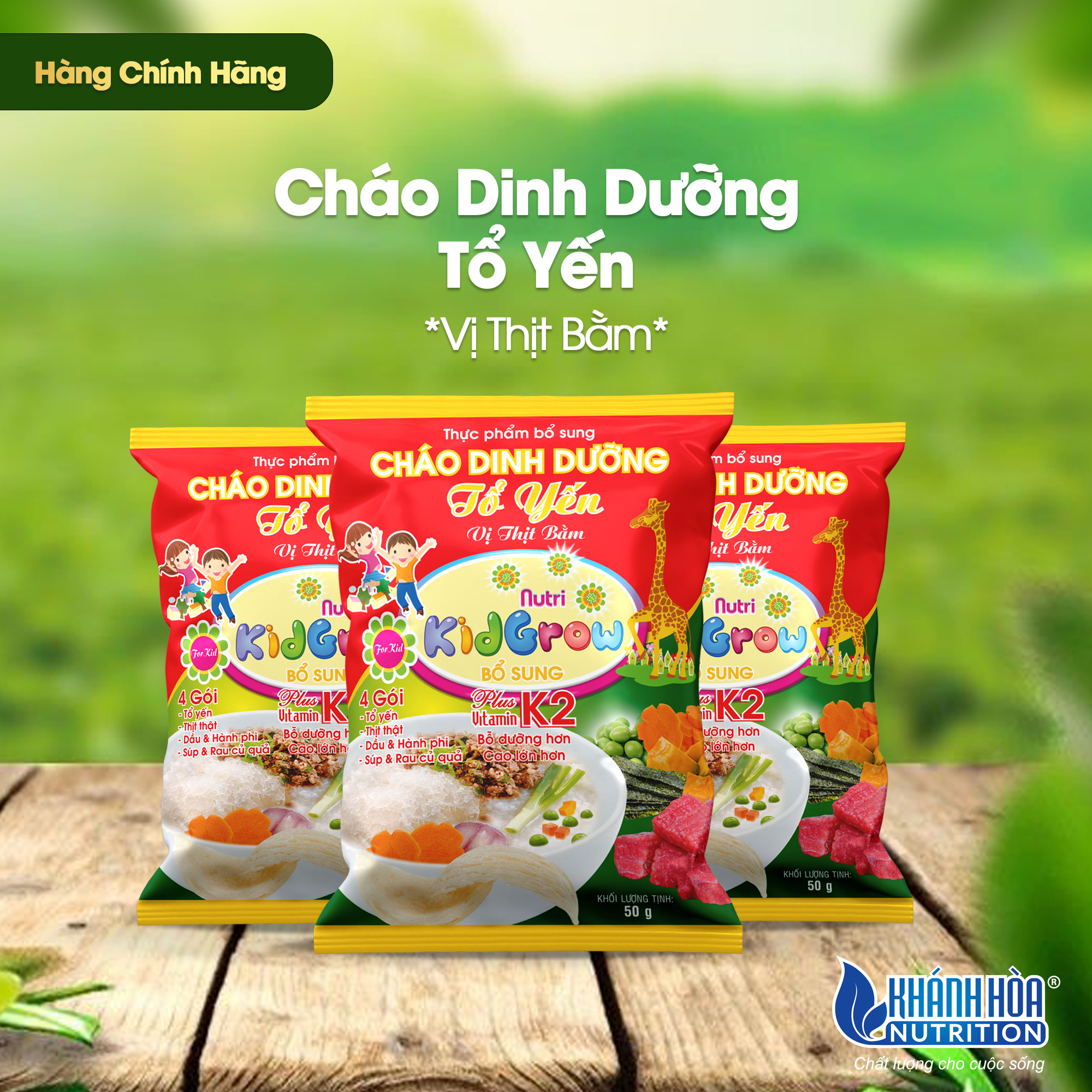 Cháo Dinh Dưỡng Tổ Yến Vị Thịt Bằm - Khánh Hòa Nutrition - Gói 50g ( Thùng 30 Gói )