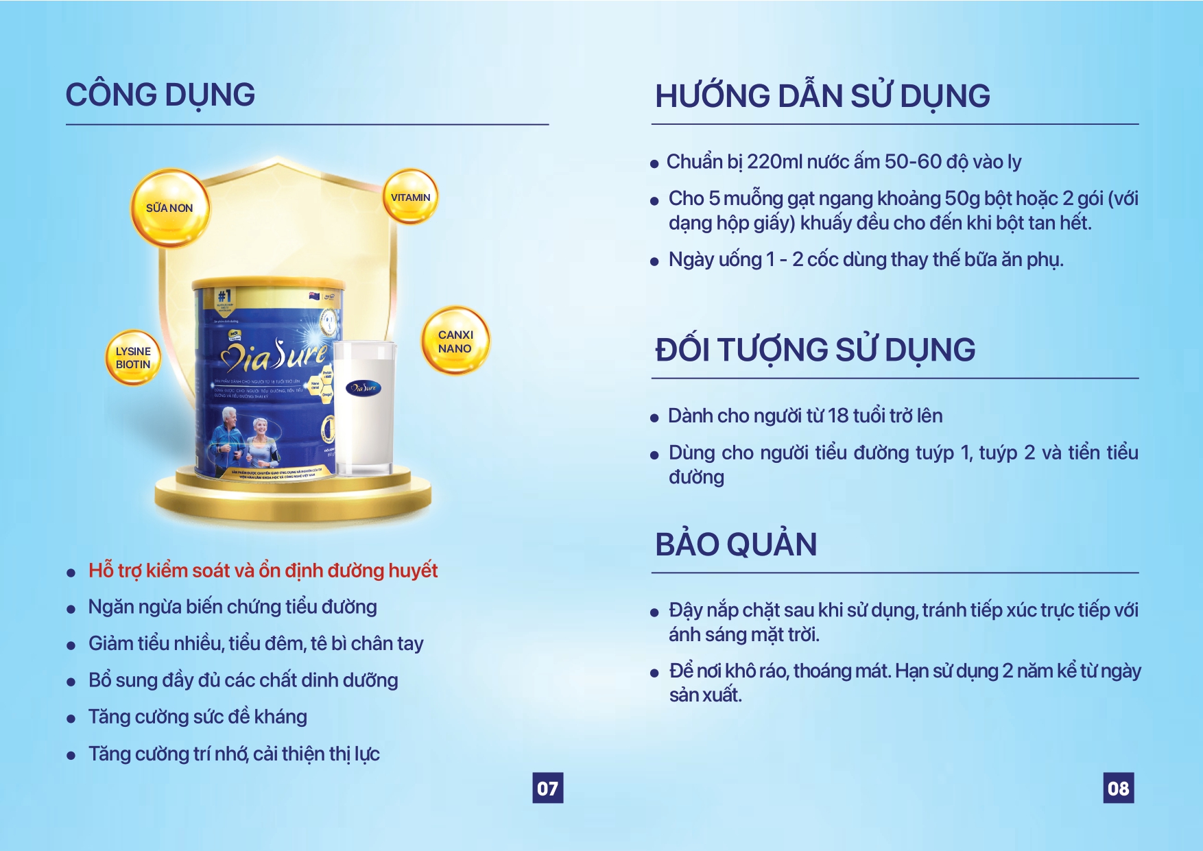Sữa Non Diasure 850Gbổ sung thêm Nano Canxi, Omega3,... Sữa dành cho người tiểu đường