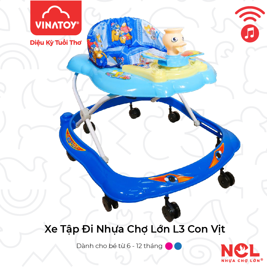 Xe Tập Đi Nhựa Chợ Lớn L3 Con Vịt (Có Nhạc) - Dành Cho Bé Từ 6 - 12 Tháng - M1441B-XTĐ - Giao màu ngẫu nhiên