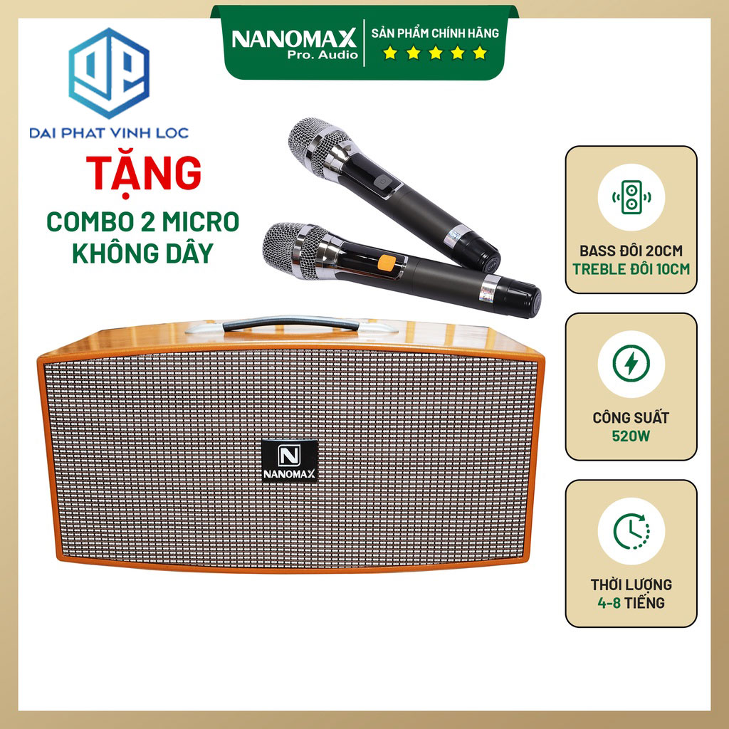 Loa Xách Tay Karaoke Công Suất Lớn 520W | Loa Kéo Giá Rẻ Nanomax SK-X320 Bass Đôi 20 | Loa Kéo Bluetooth Đọc Được Usb | Loa Kéo Giá Rẻ Nanomax SK-X320 Bass Đôi 20 | Loa Kéo Bluetooth Đọc Được Usb Thẻ Nhớ Tay Kéo Sang Trọng Tặng Kèm 2 Mic Hát Karaoke RK57