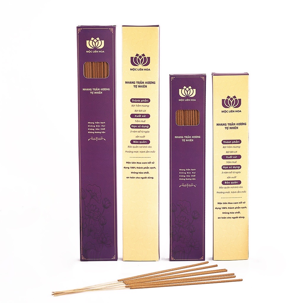 Combo 2 Hộp Nhang Trầm Hương - Loại 100 Cây Chân Mộc Tự Nhiên - Thơm Dịu Nhẹ, An Toàn| Mộc Liên Hoa