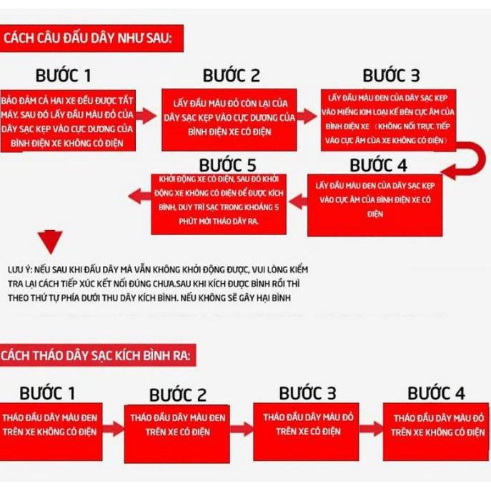 Cáp kích điện ô tô ,Bộ Cáp Kích Bình Xe Hơi Loại Cao Cấp Lõi Dày 10Li, Bộ dây kích điện hỗ trợ ô tô chết máy