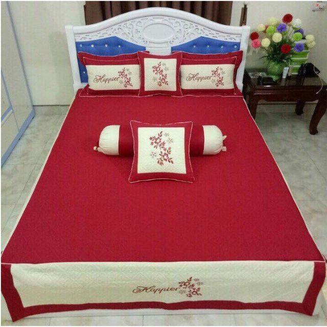 Set 3 món ga gối trần bông satin 2m×2m2