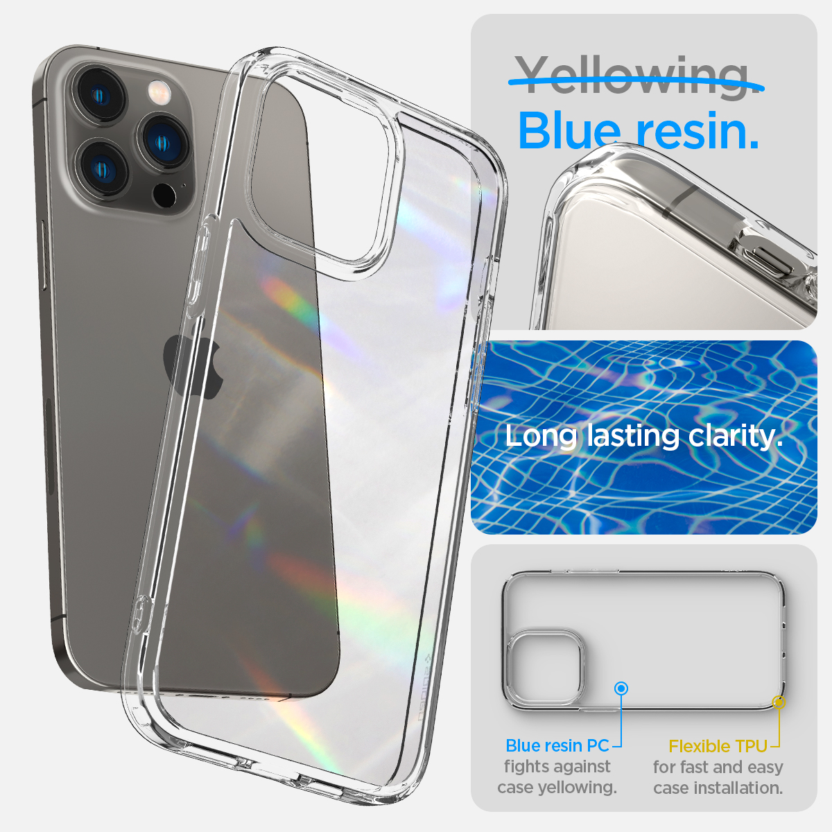 Ốp Lưng dành cho iPhone 14 Pro Max/ 14 Pro Spigen Ultra Hybrid Crystal Clear Case - Hàng Chính Hãng