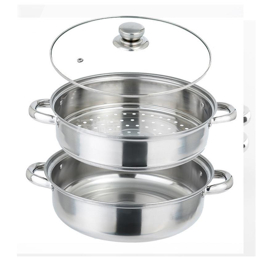 Nồi hấp đa năng 2 tầng 28cm, bộ xửng hấp inox 2 tầng