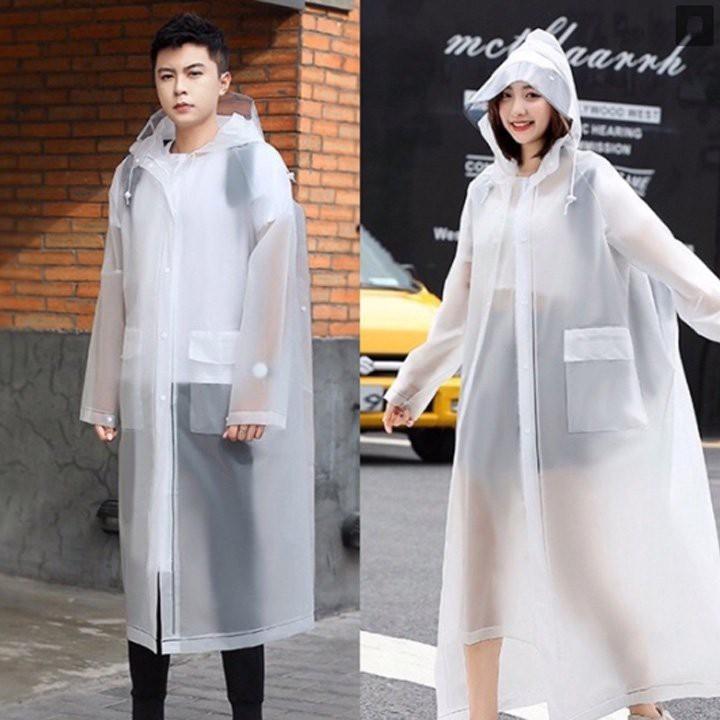 Áo mưa trong suốt toàn thân măng tô Hàn Quốc trong suốt loại dày thời trang dáng dài cao cấp