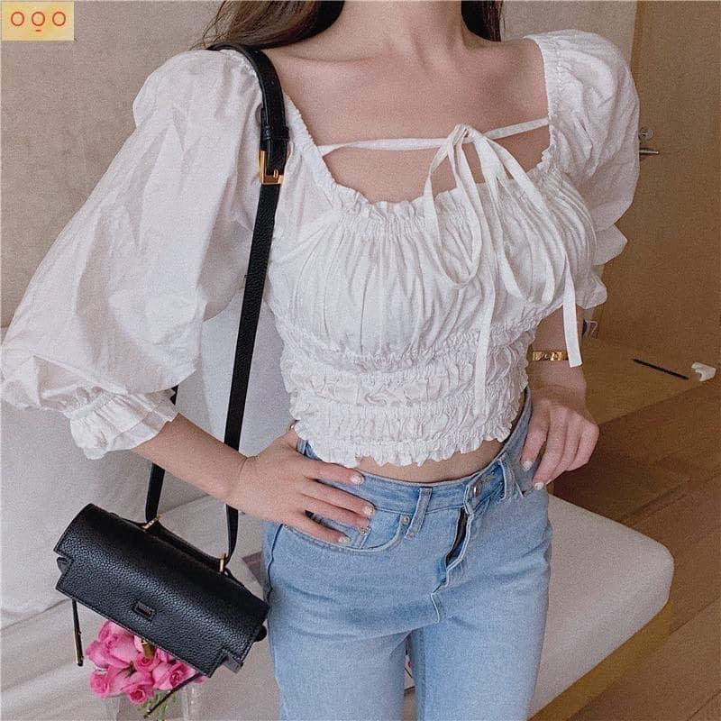 Áo croptop thắt nơ xinh xắn