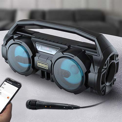 Loa Bluetooth Kèm Míc Hát Karaoke  Kimiso S1 - Bass mạnh sử dụng liên tục trong 6  đến 8 giờ liên tục - Hàng chính hãng (TẶNG KÈM ĐẦU ĐỌC THẺ NHỚ CAO CẤP)