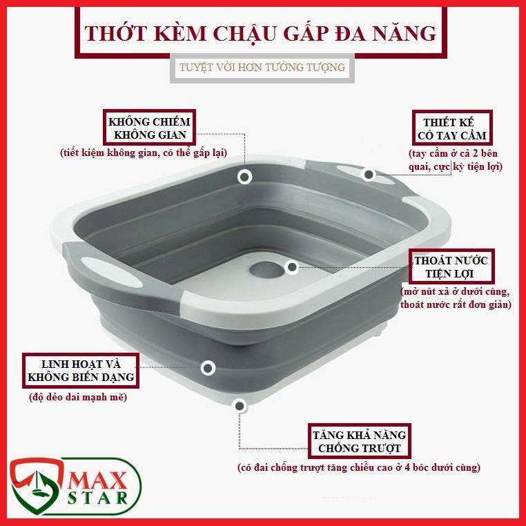 Thớt kèm chậu gấp gọn thông minh đa năng Thớt nhựa kháng khuẩn Chậu gấp gọn Thớt nhựa dày