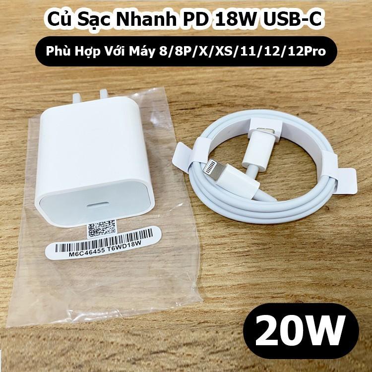 BỘ CỦ SẠC + CÁP SẠC NHANH 18W FOXCONN CỔNG TYPE C TO LIGHTNING