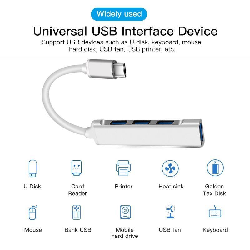 Bộ Chia 4 Cổng USB 3.0 Type C Tốc Độ Cao Cho Máy In OTG/PC