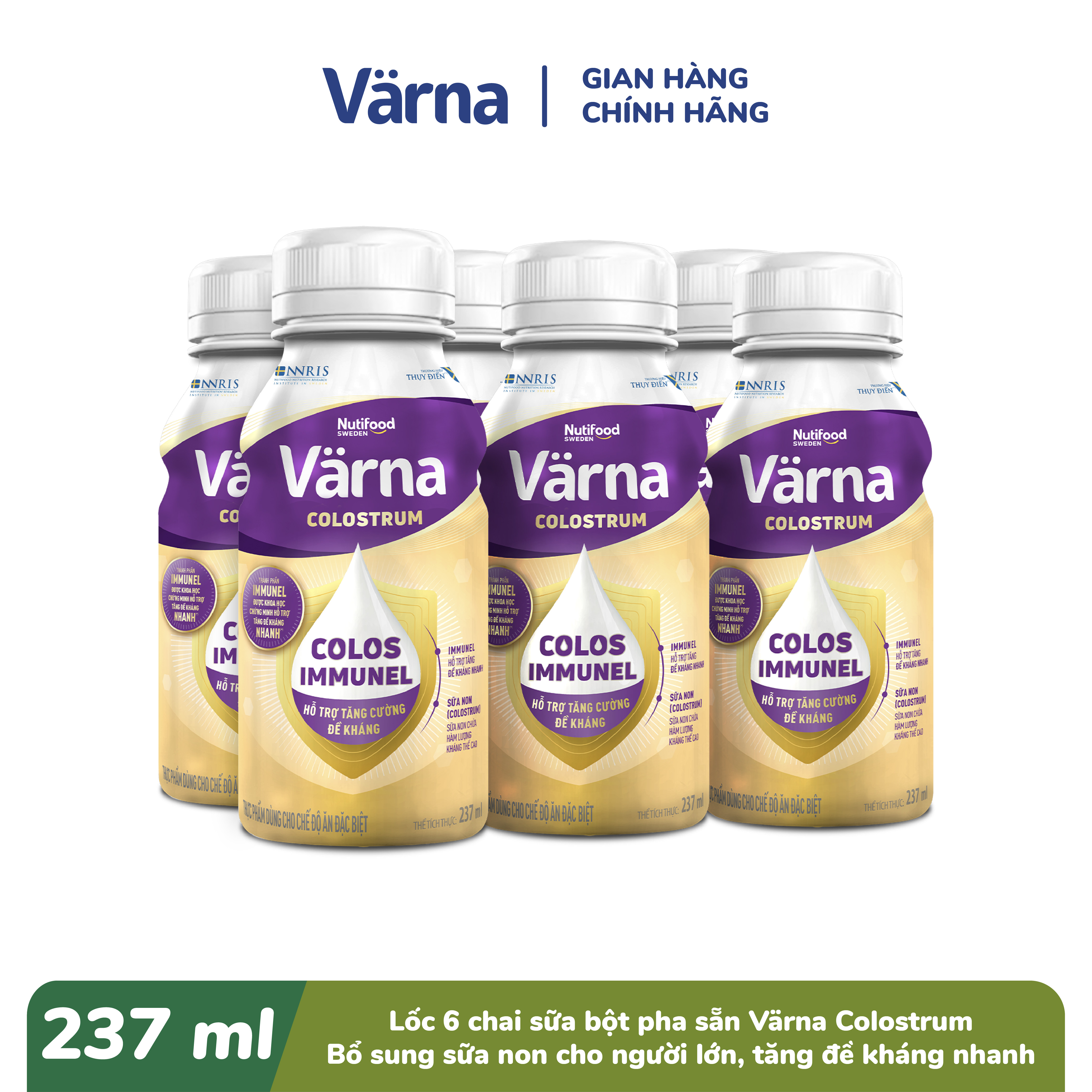 Thùng Sữa Bột Pha Sẵn Värna Colostrum Chai (Hộp 24 x 237ml)