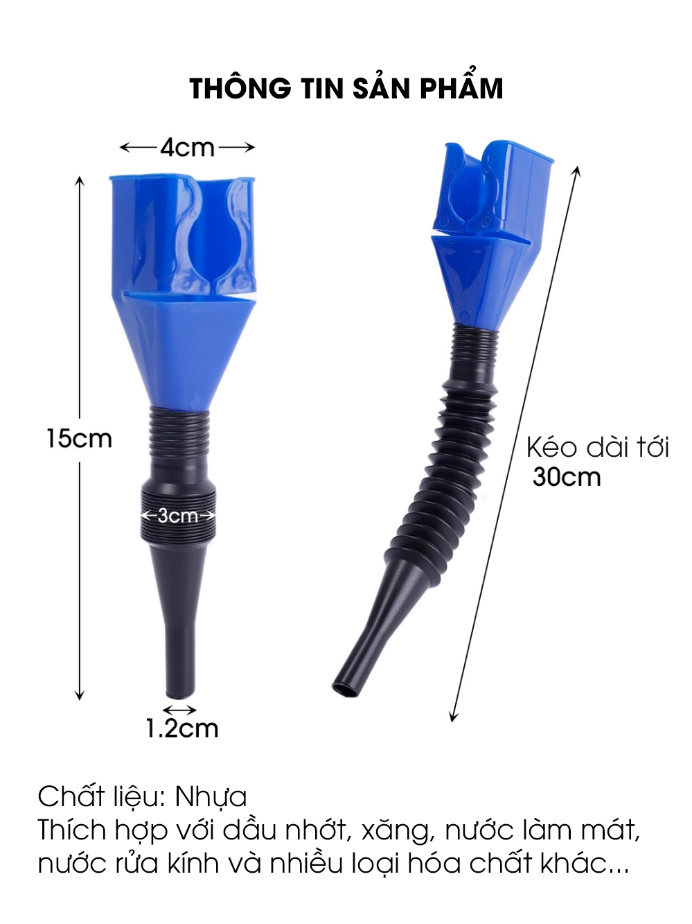 Phễu rót dầu nhớt, đổ xăng, nước làm mát cho ô tô - Có Tấm Lọc - phụ kiện oto Tâm Luân - chổi lau ô tô tẩm đầu