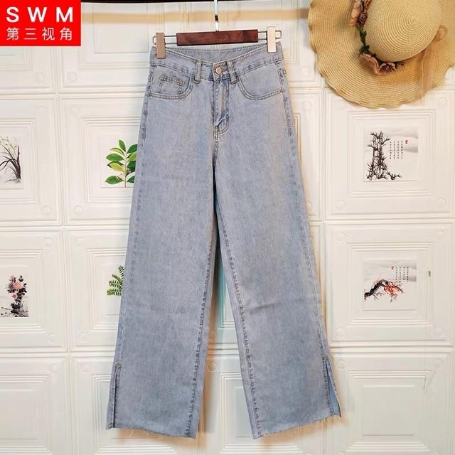 QUẦN JEANS ỐNG RỘNG XẺ Gấu DÁNG DÀI- hình thật chính chủ