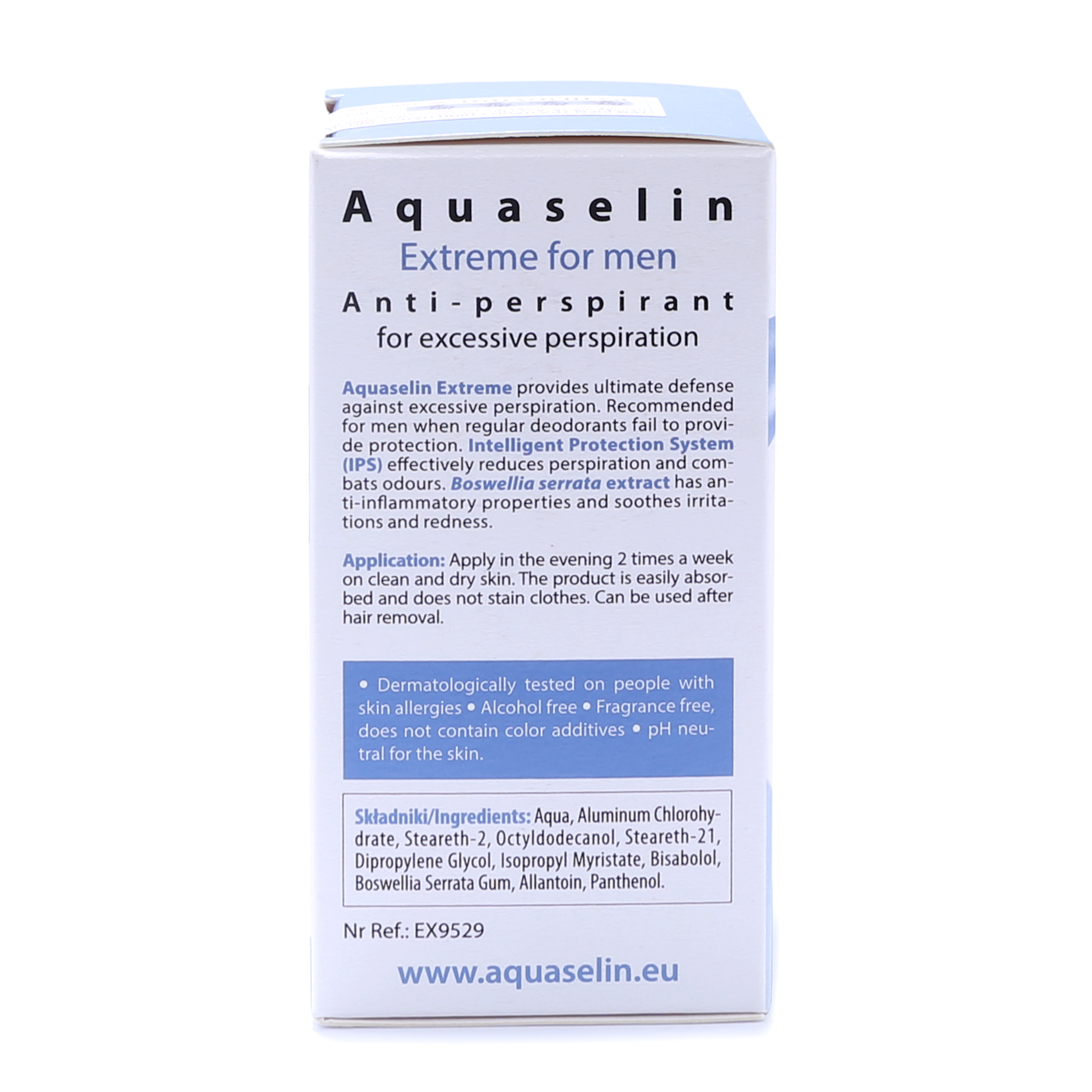 Aquaselin for men 20ml Lăn khử mùi không mùi cho nam - Dùng cho mọi loại da