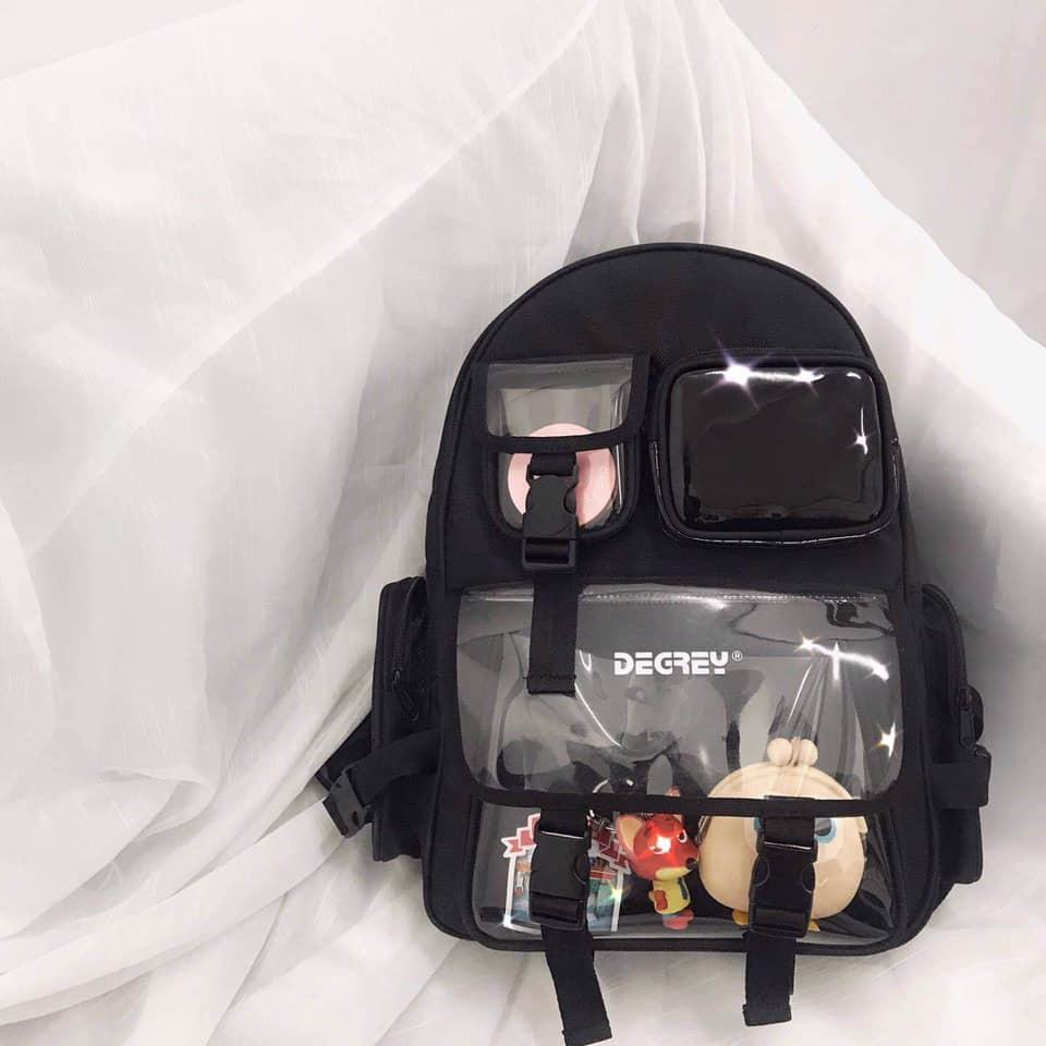 Balo Đen Unisex Thời Trang Đi Học Cá Tính Chống Thấm Nước