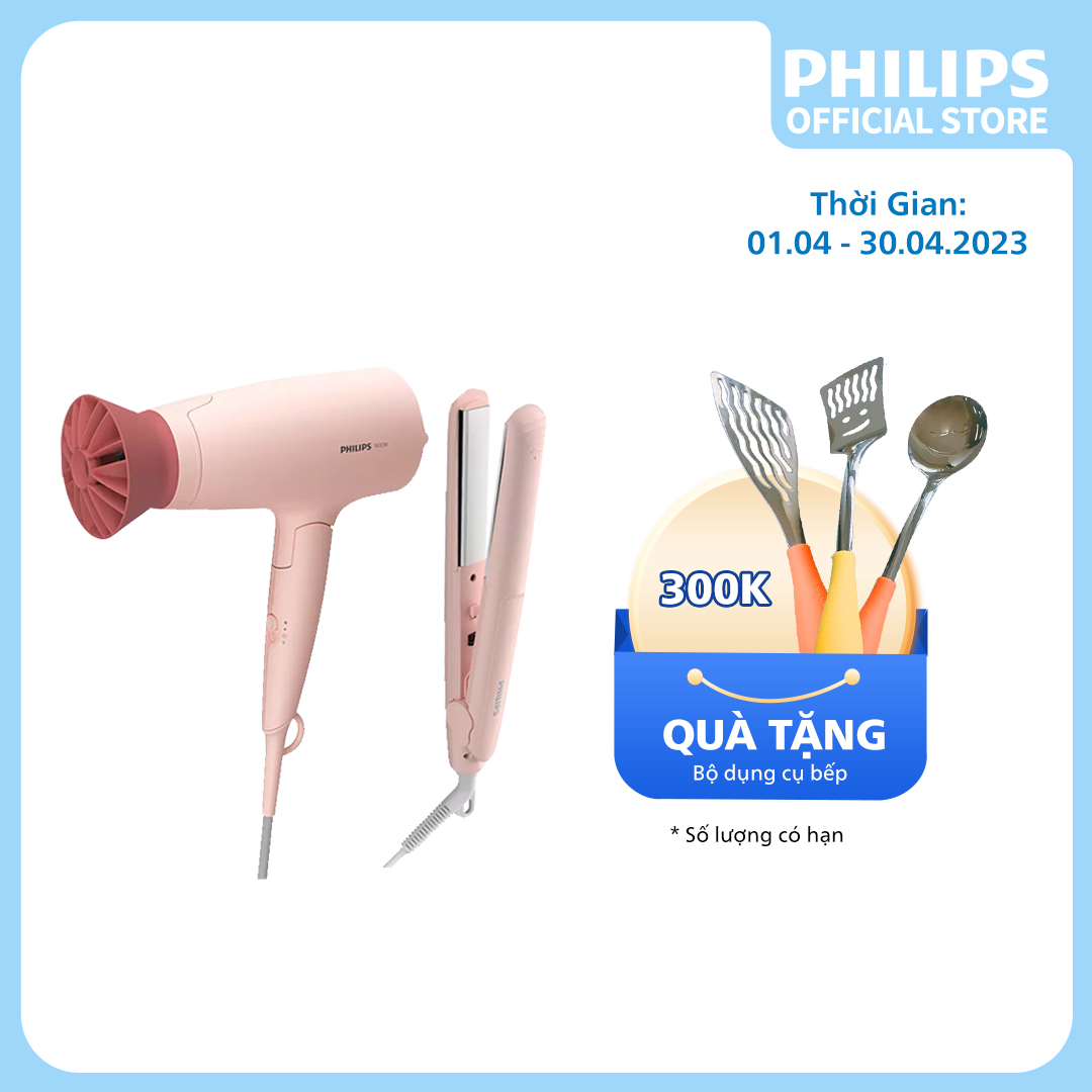 Bộ tạo kiểu tóc Philips BHP398/00 Gồm 1 Máy ép tóc + 1 Máy sấy tóc -  tạo kiểu tóc dễ dàng - nhanh - chuyên nghiệp