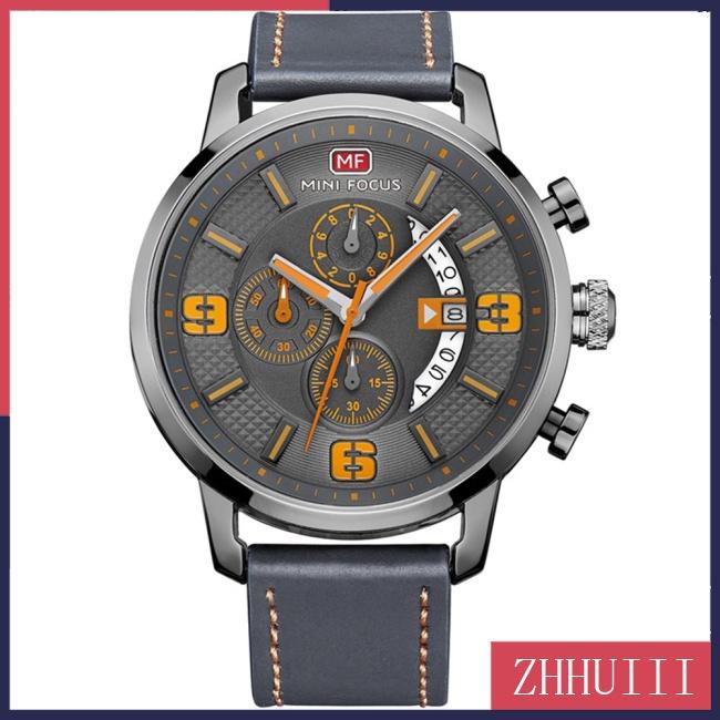 Đồng Hồ Quartz 3 Sub-dial Chống Thấm Nước Với Dây Đeo Da Phong Cách Nhật Bản