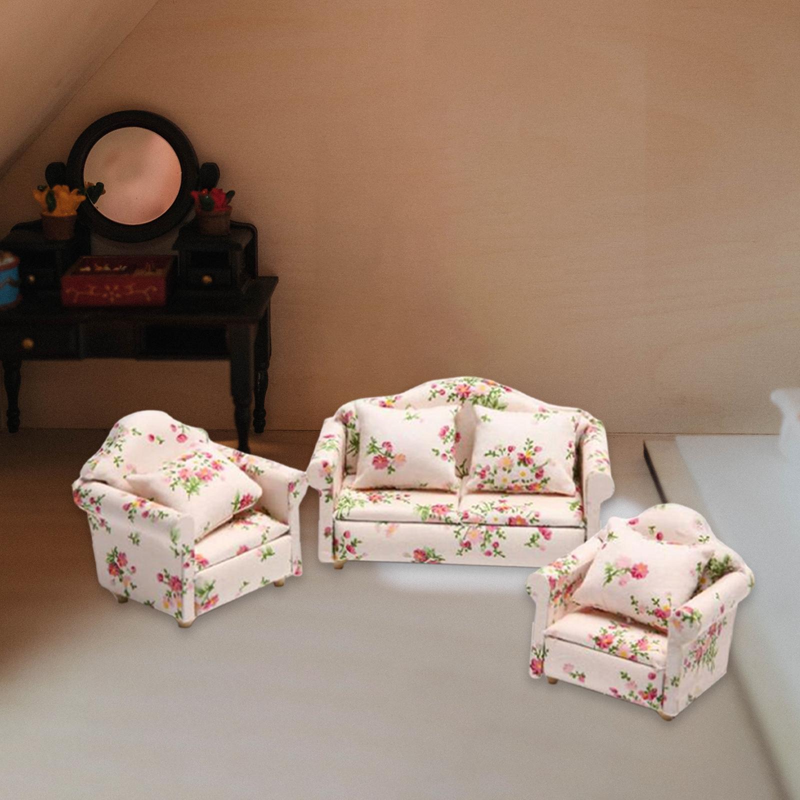 Doll House Furniture Sofa Toys Dollhouse Decor Wooden 1/12 for Dollhouse