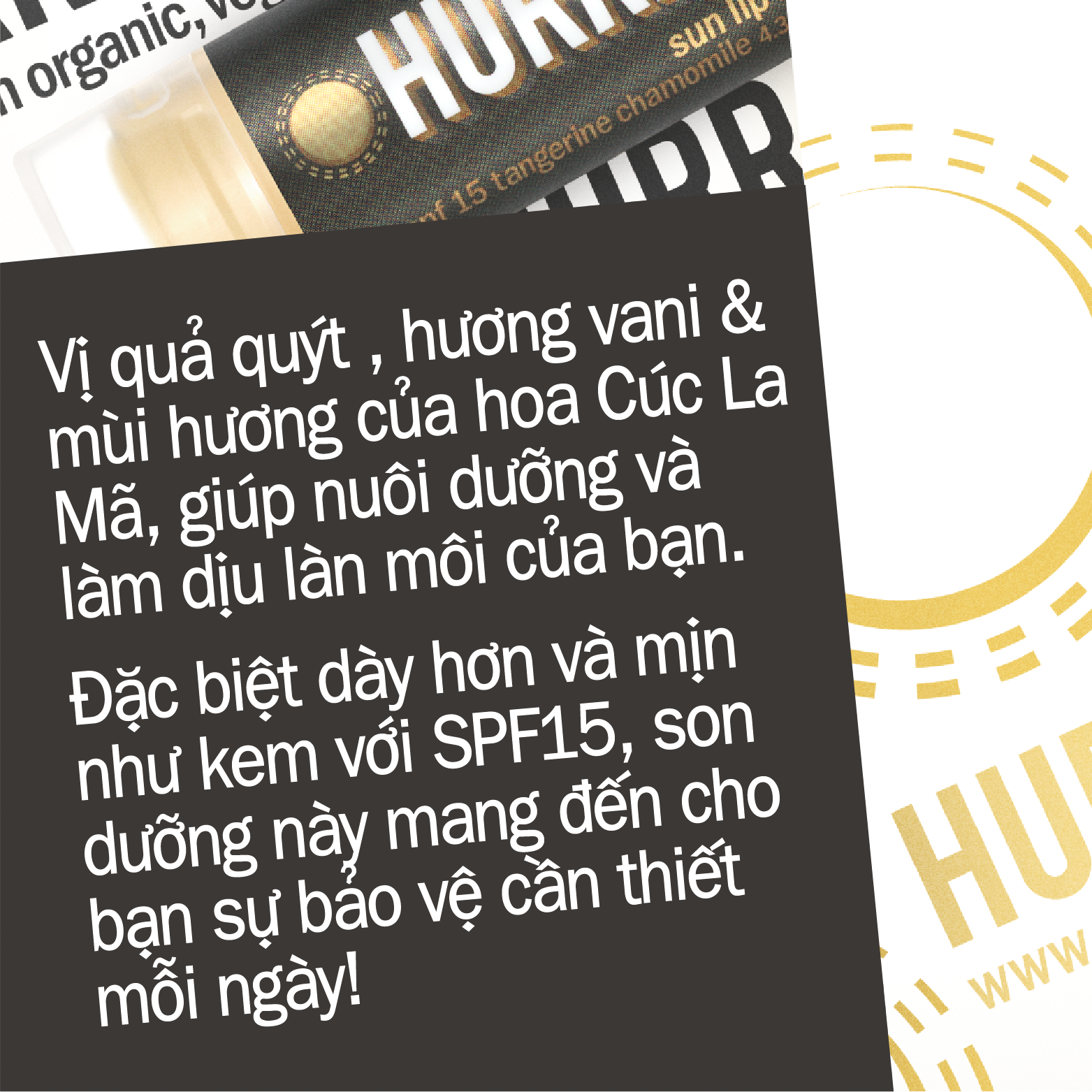 Son dưỡng môi Hurraw! Balm - Chống Nắng SPF15 4.8g/.17oz