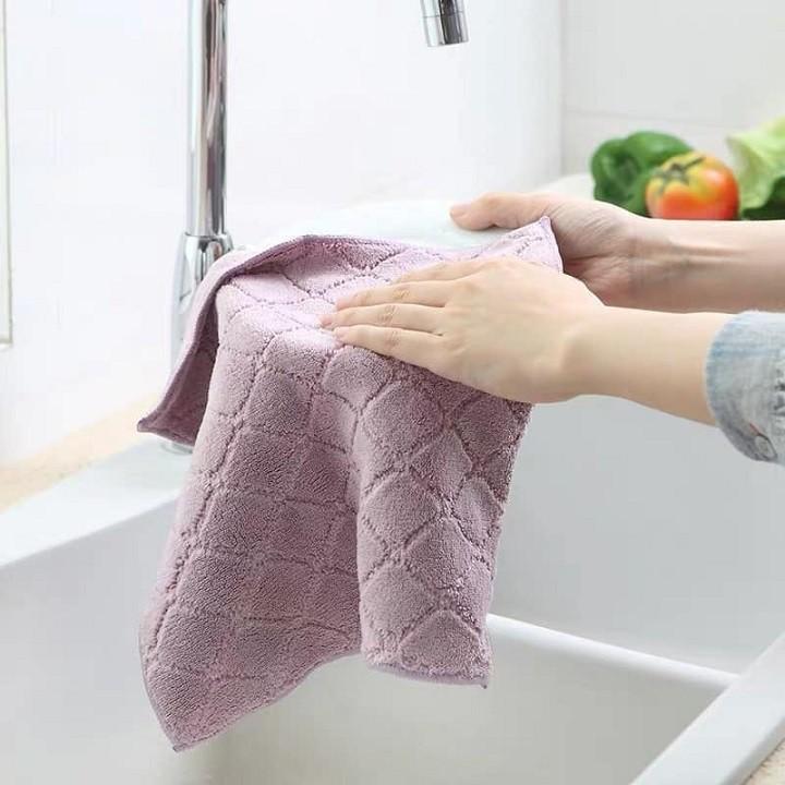 Khăn lau bếp đa năng, lau tay, lau bát KT 30x30cm mềm mịn, không rụng lông, thấm hút tốt