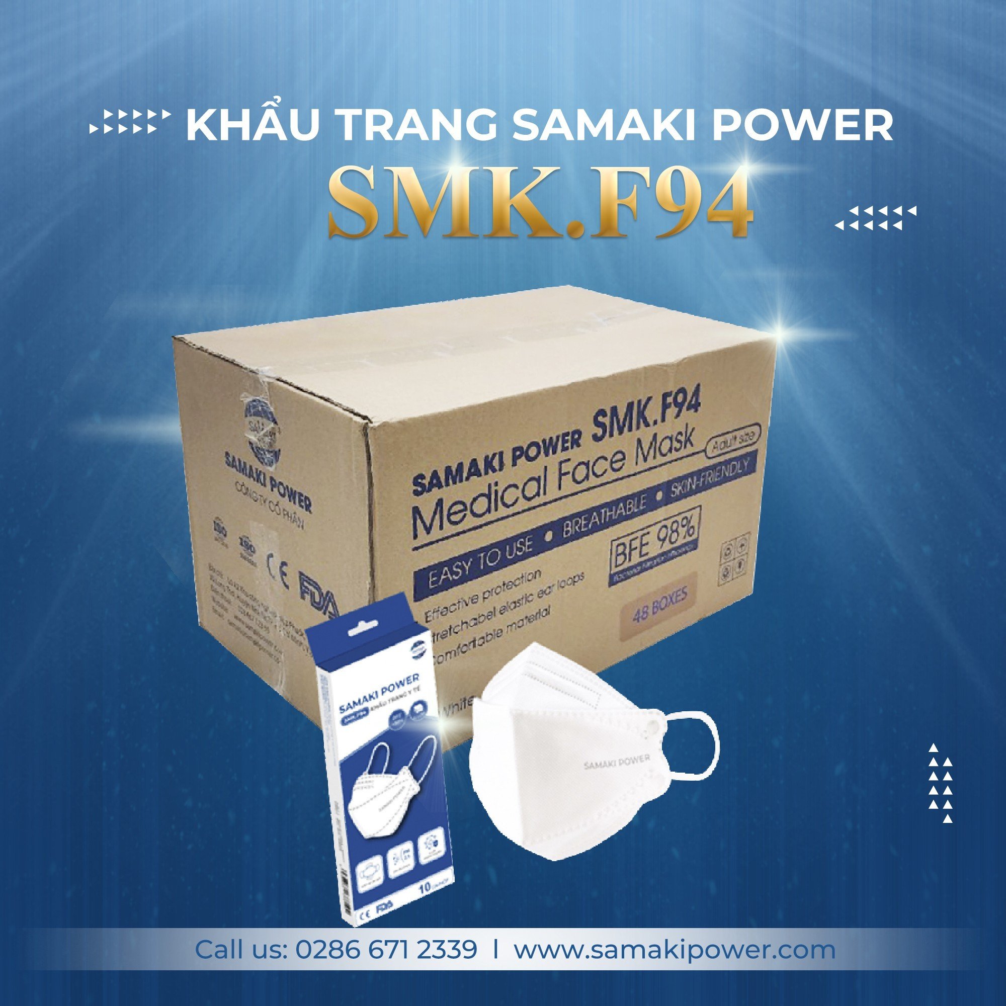 Thùng khẩu trang KF94 Samaki Power - 48 hộp, 480 cái