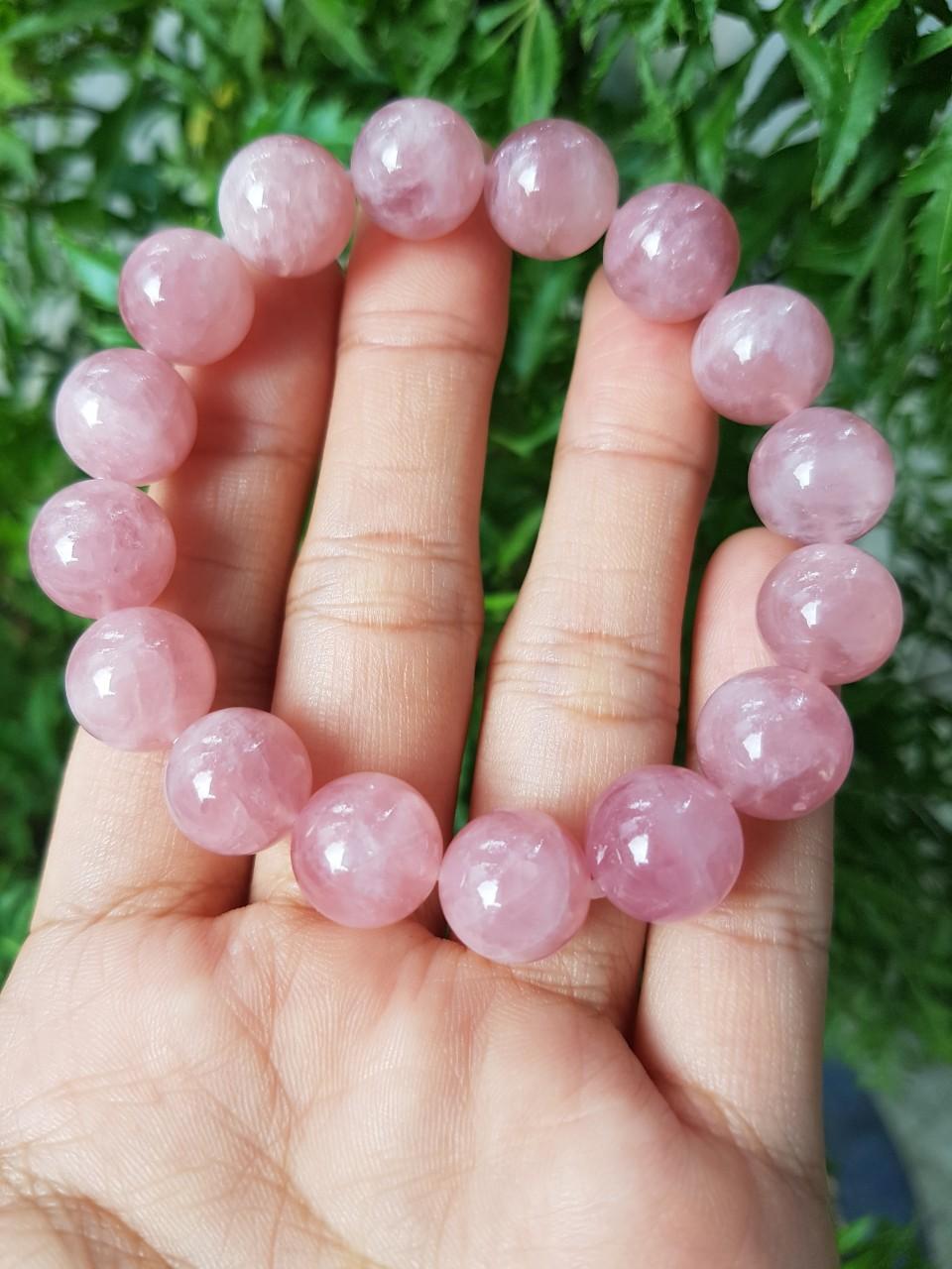 Vòng tay thạch anh hồng thiên nhiên, 12 li