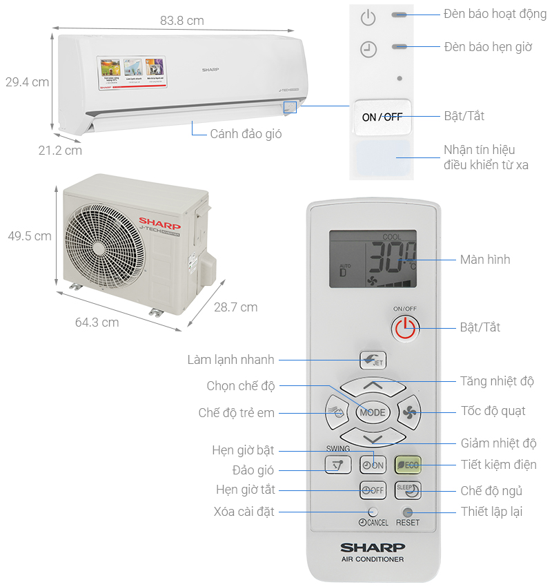 Điều Hòa Sharp Inverter 9000 Btu AH-X10ZEW - Hàng chính hãng