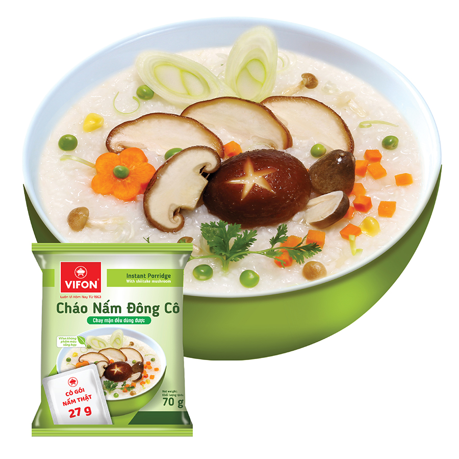 Thùng 50 Cháo Nấm Đông Cô VIFON có Gói Thịt Thật 27gr