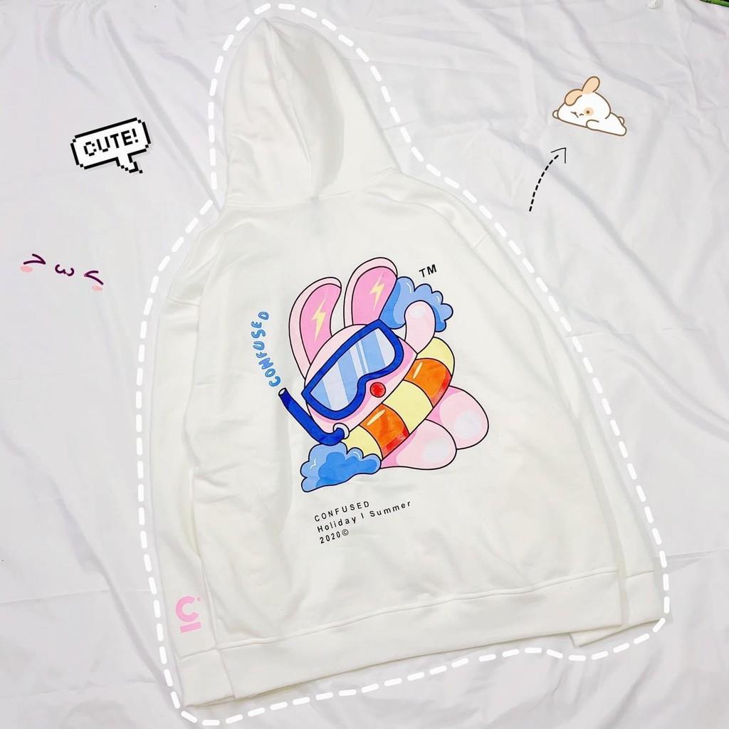 Áo khoác nỉ form rộng nam nữ Hoodie unisex THE 1992 Thỏ CONFUSED