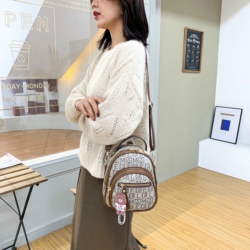Balo mini nam nữ MiiZzu hoạ tiết thời trang siêu chuẩn da đẹp nhiều ngăn khoá tiện lợi thích hợp đi chơi đi học size 20cm