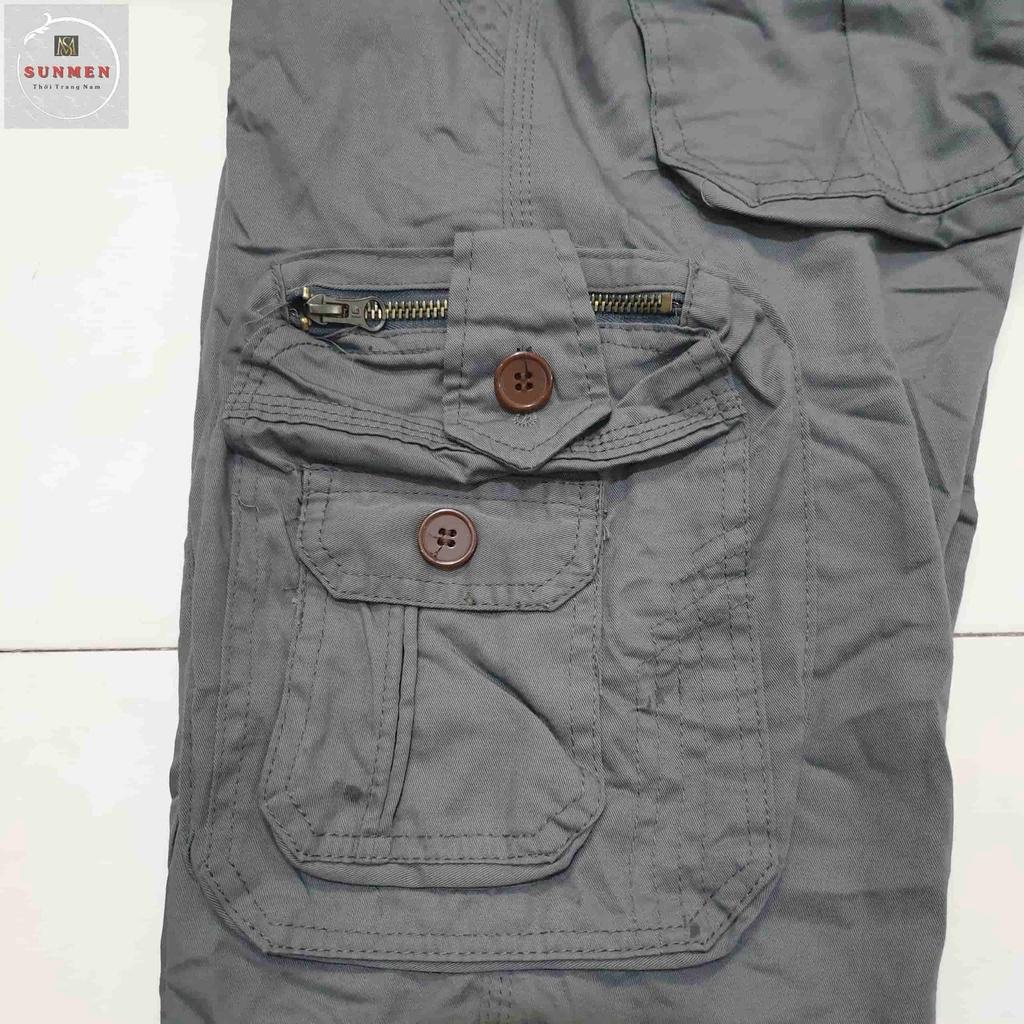 Quần Short Nam Kaki Lửng 6 Túi From Rộng Thoải Mái Phong Cách Bụi Bặm Có Túi Khóa Kéo SUNMEN Size Từ 28 - 38