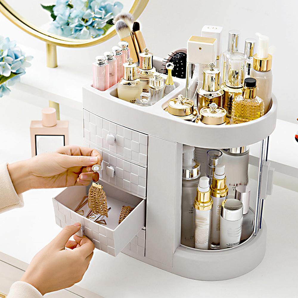 Bàn trang điểm đa chức năng có 4 ngăn mặt tủ chống bui xoay 360 độ, mặt bàn lớn
