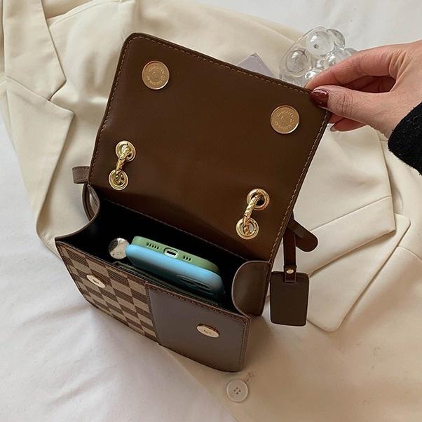 Túi xách, túi đeo vai nữ ZuCi A12 size 19cm dáng vuông họa tiết caro da mềm phong cách Hàn Quốc đi chơi, đi làm, dự tiệc