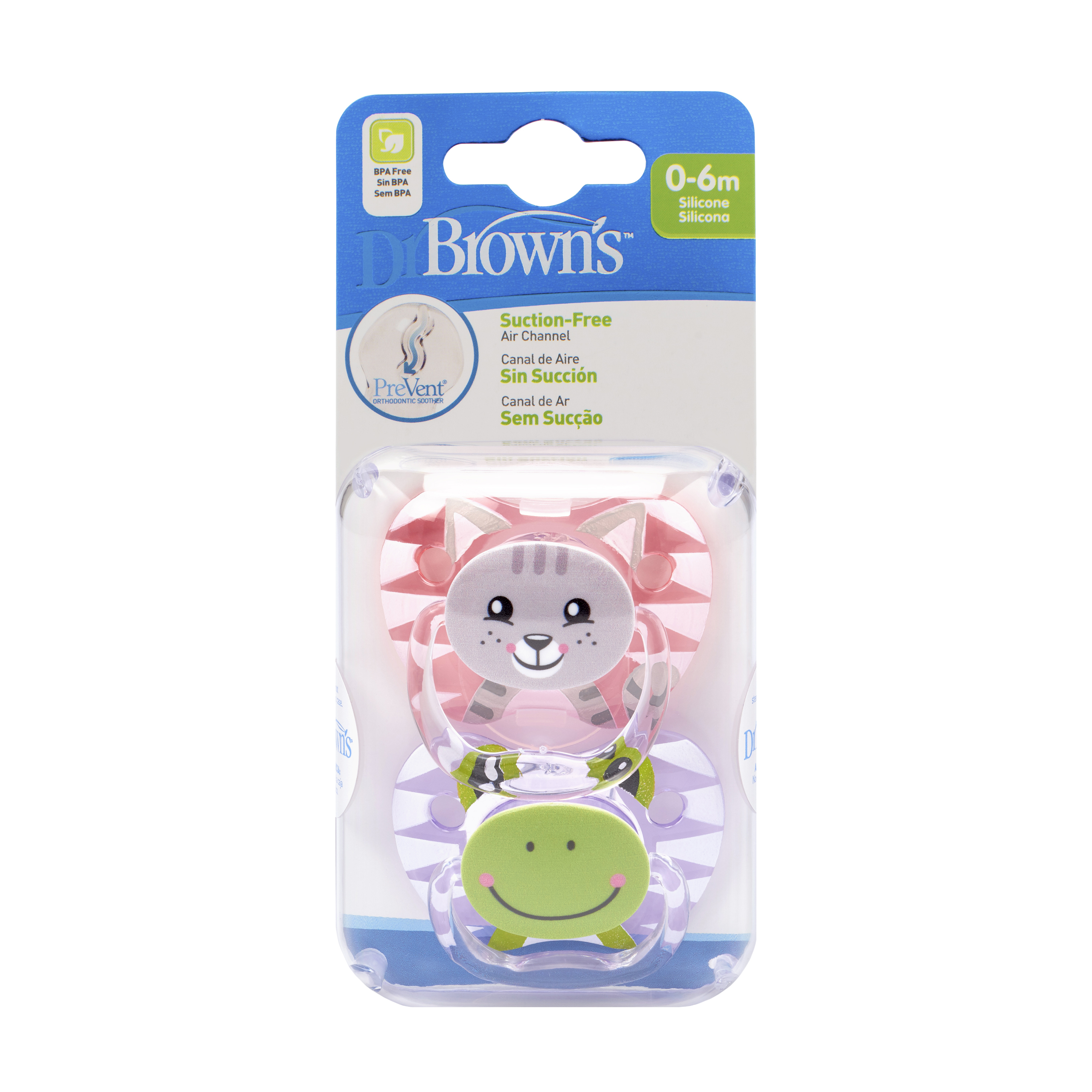 Bộ 2 ty ngậm Prevent in họa tiết dễ thương - Dr.Brown's