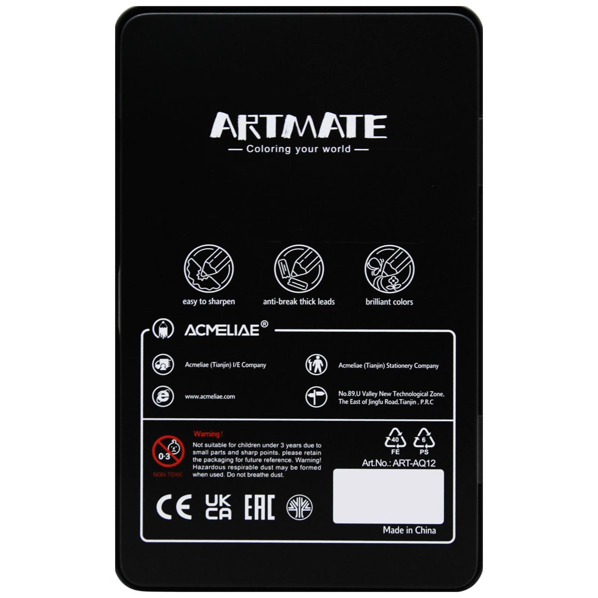 Hộp Thiếc 12 Bút Chì Màu Nước Kèm Cọ - Acmeliae ART-AQ12