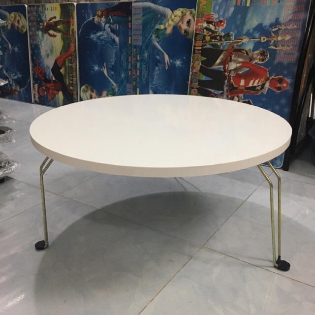 Bàn trà dáng tròn đường kính 59cm sơn trắng