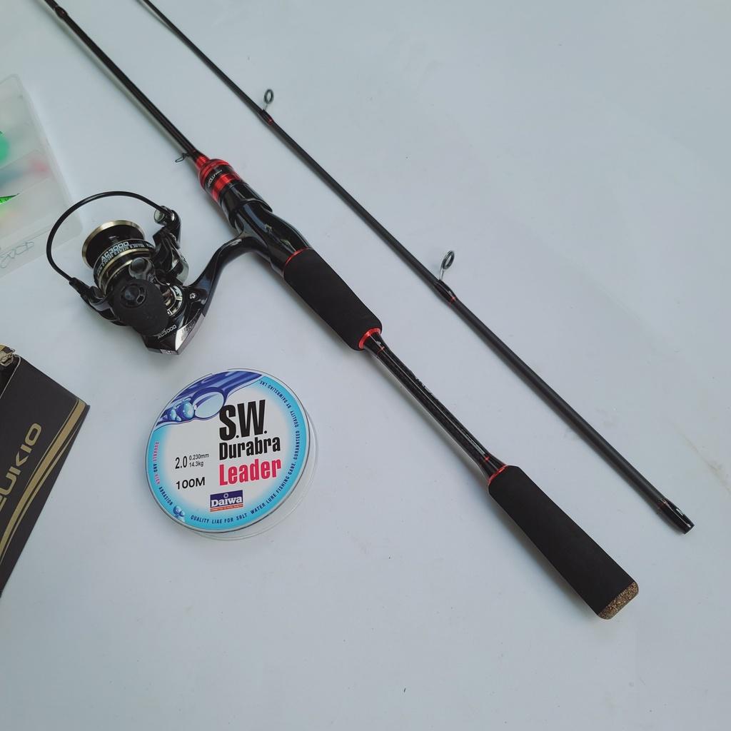 Bộ cần câu cá lure máy đứng độ dài từ 1m8 - 2m7 + máy kim loại + dây dù câu lure + hộp mồi lure phukiencaulure25