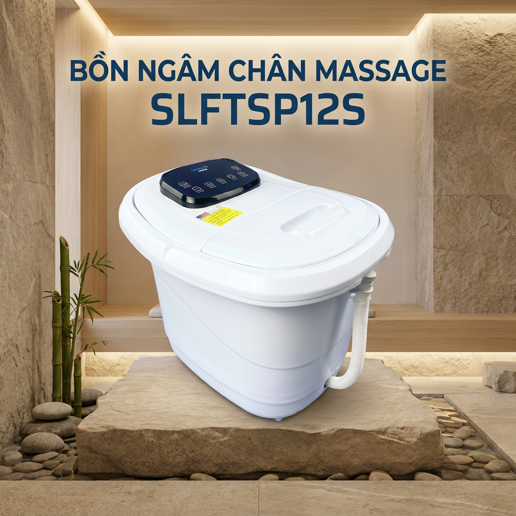 Bồn ngâm chân massage cao cấp USA 6 con lăn tự động, vòi phun massage, Serenelife SLIFTSP12 nhập khẩu