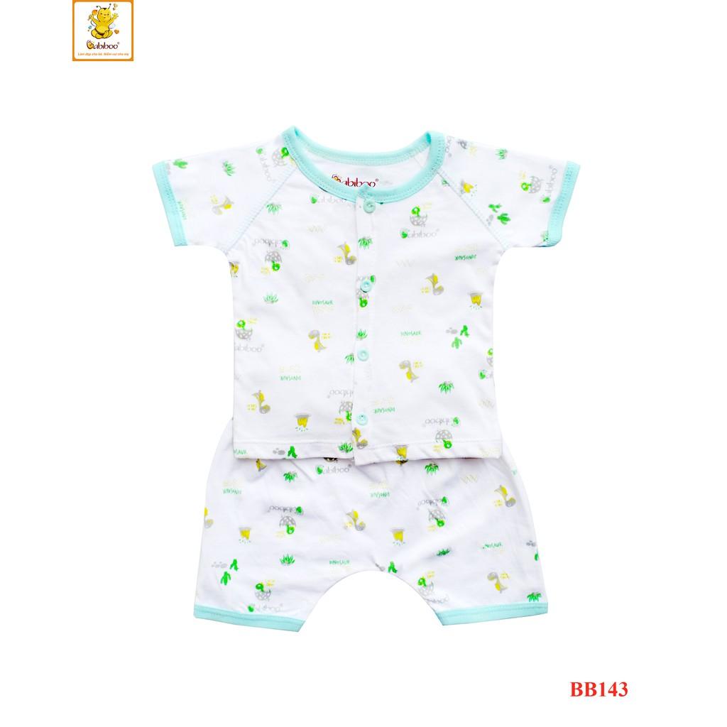 Bộ cotton 100% tay ngắn cài giữa in hình BABIBOO - BB143